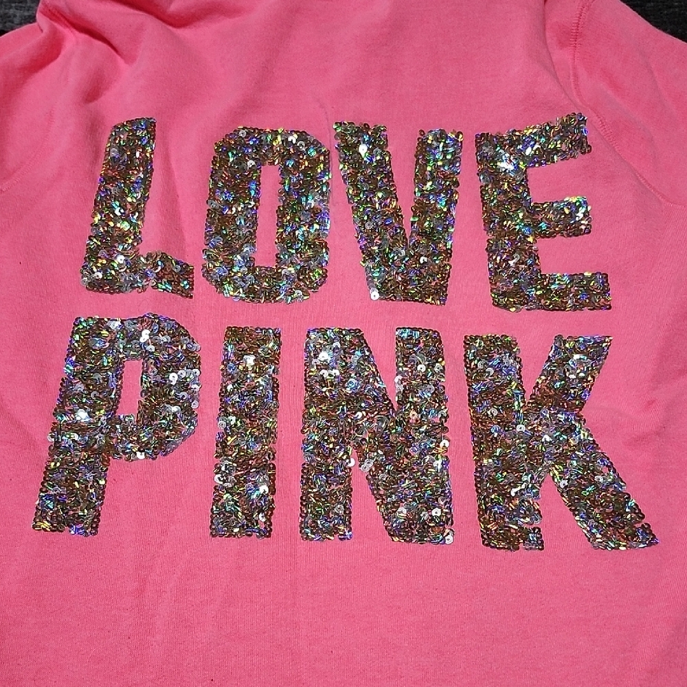 VINTAGE VS PINK GOLD/SILVER IRIDESCENT SEQUIN 2013 FULL-ZIP HOODIE SWEATSHIRT